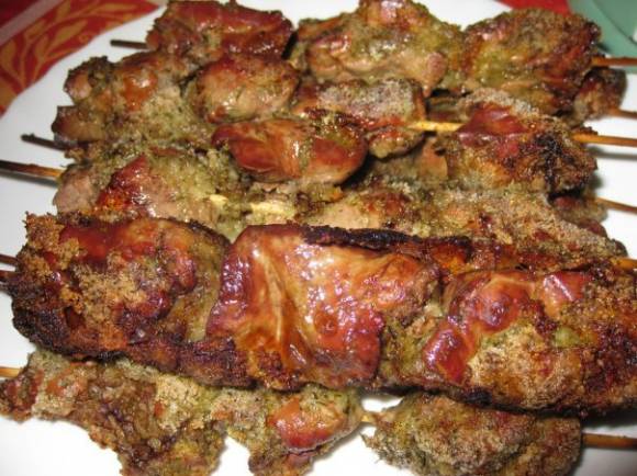 Блюдо из печени свиной – шашлычки из духовки