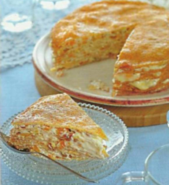 Казахский пирог из блинов к масленице