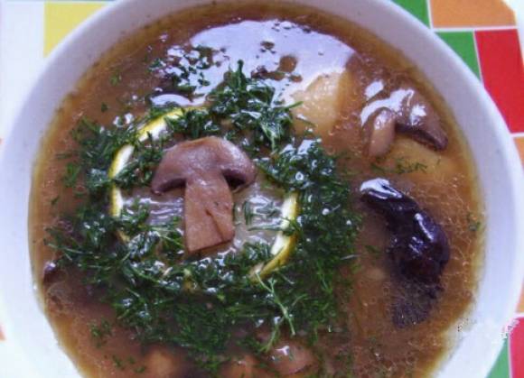 Постный картофельный суп с черносливом и сушеными грибами