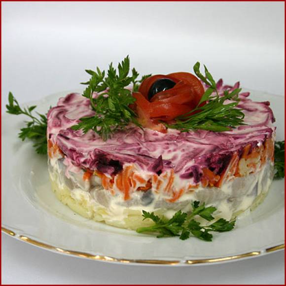 Постный салат «Сельдь под шубой»