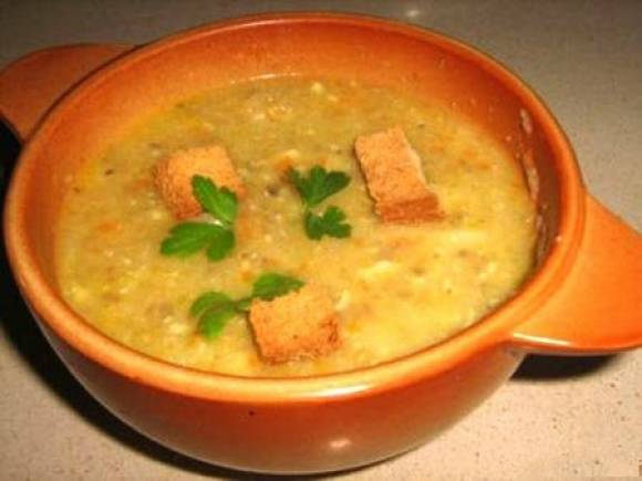 Постный суп с гречкой и галушками
