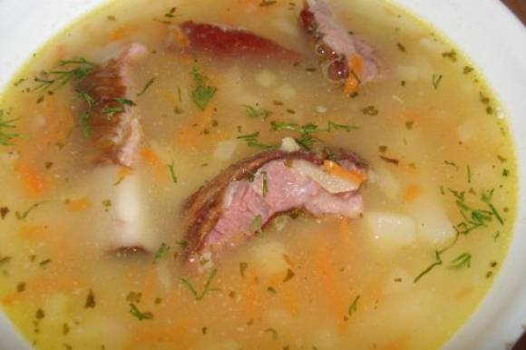 Суп гороховый с копчеными ребрами, рецепт