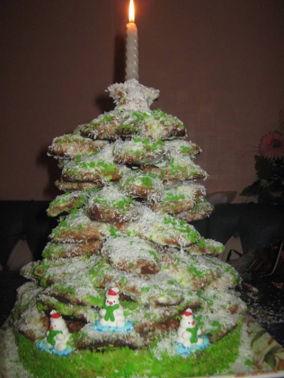 Торт «Новогодняя ёлочка» с заварным кремом