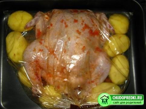  курица с картошкой в духовке в пакете