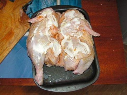 разделанная курица в духовке с картошкой