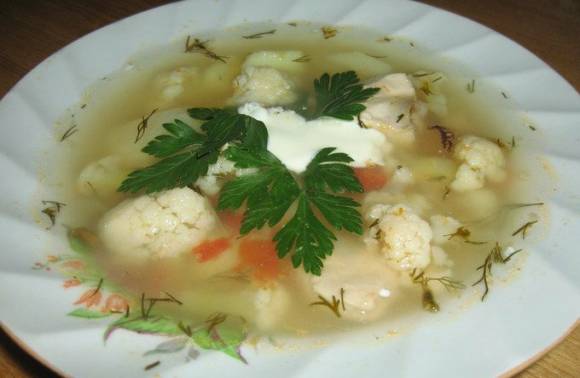 Постный суп с цветной капустой