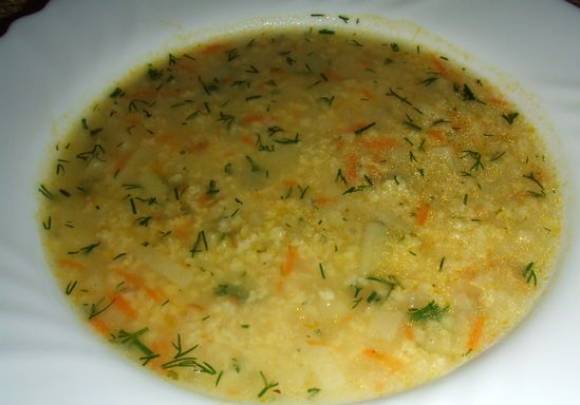 Пшённый суп с чесноком